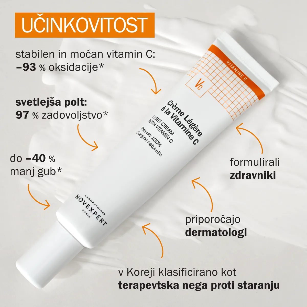Novexpert lahka krema z vitaminom C za svetlejšo kožo in nego proti znakom staranja